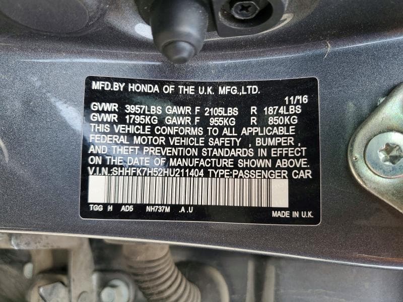2017 HONDA CIVIC EX 13