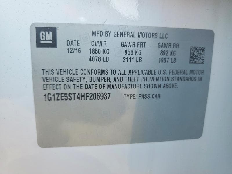 2017 CHEVROLET MALIBU LT 12