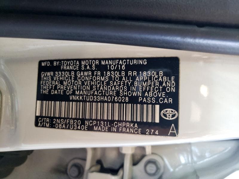 2017 TOYOTA YARIS 5-DOOR LE 13