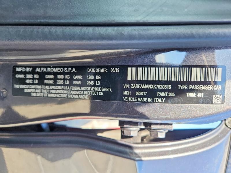 2019 ALFA ROMEO GIULIA 12