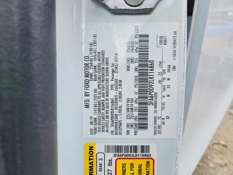 2020 FORD FUSION TITANIUM 13