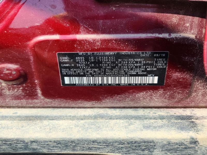 2017 SUBARU OUTBACK 2.5I PREMIUM 12