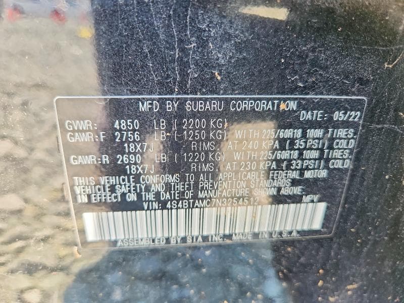 2022 SUBARU OUTBACK LIMITED 13