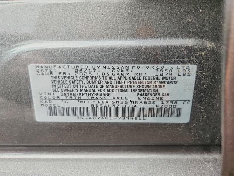 2017 NISSAN SENTRA SR 13
