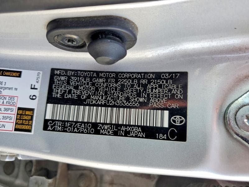 2017 TOYOTA PRIUS FOUR 12