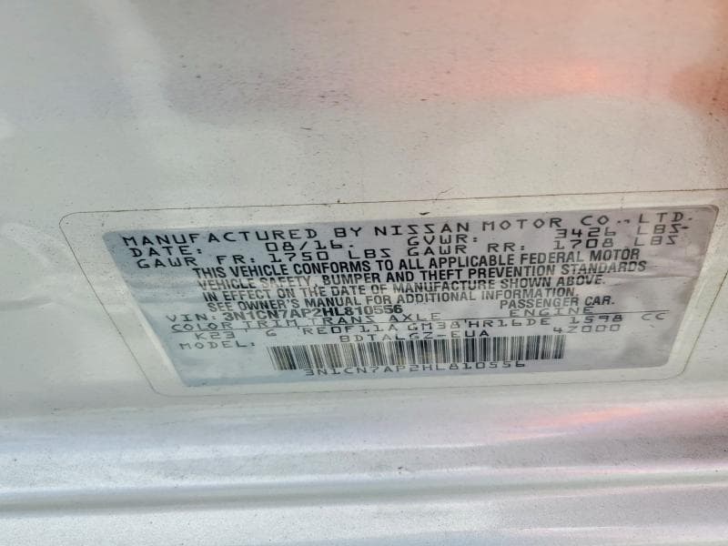 2017 NISSAN VERSA 1.6 SL 13