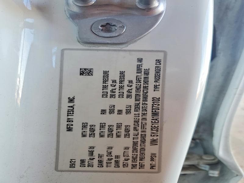 2021 TESLA MODEL 3 12