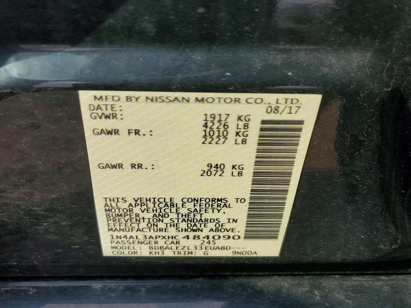 2017 NISSAN ALTIMA 2.5 S 12