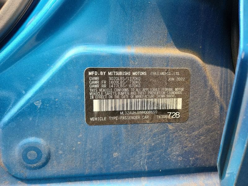 2022 MITSUBISHI MIRAGE ES 13