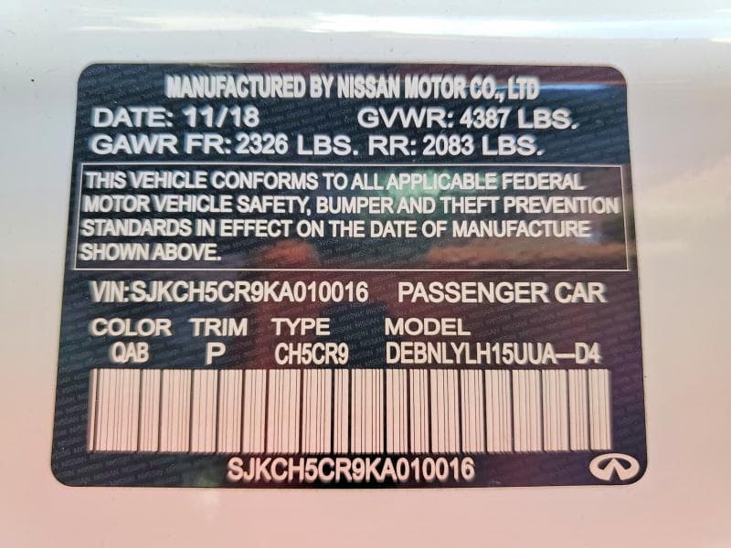 2019 INFINITI QX30 ESSENTIAL 13