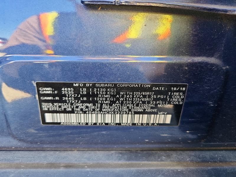 2019 SUBARU OUTBACK 2.5I PREMIUM 13