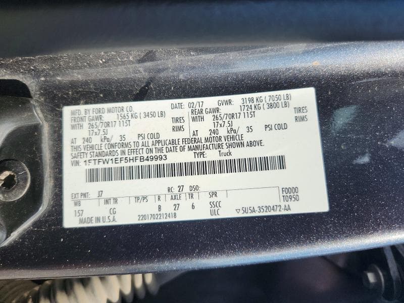 2017 FORD F150 SUPERCREW 12