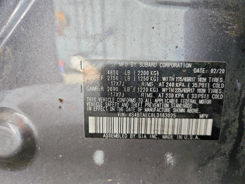 2020 SUBARU OUTBACK PREMIUM 12