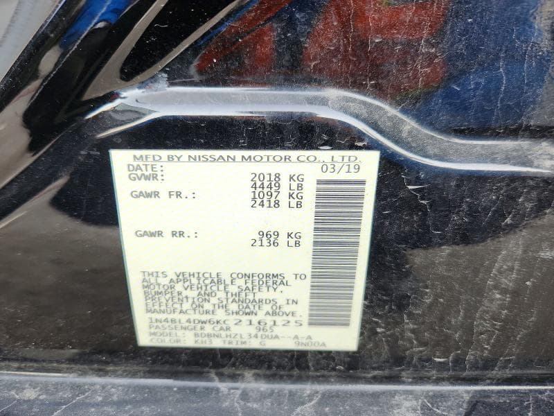 2019 NISSAN ALTIMA SV 12