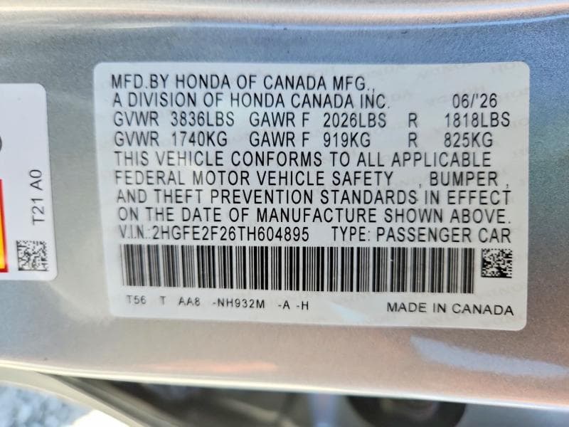 2026 HONDA CIVIC LX 12