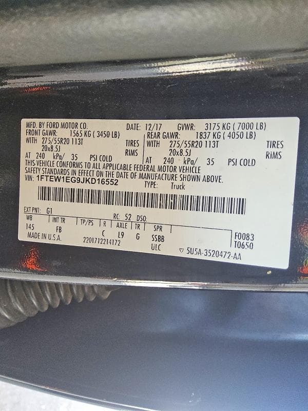 2018 FORD F150 SUPERCREW 12