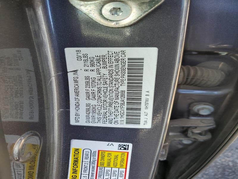 2018 HONDA ACCORD EXL 12