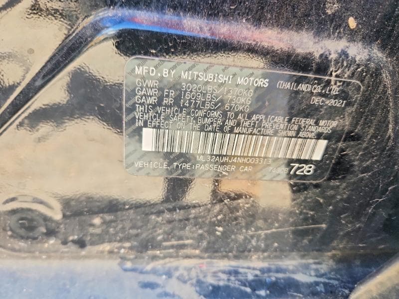 2022 MITSUBISHI MIRAGE ES 12