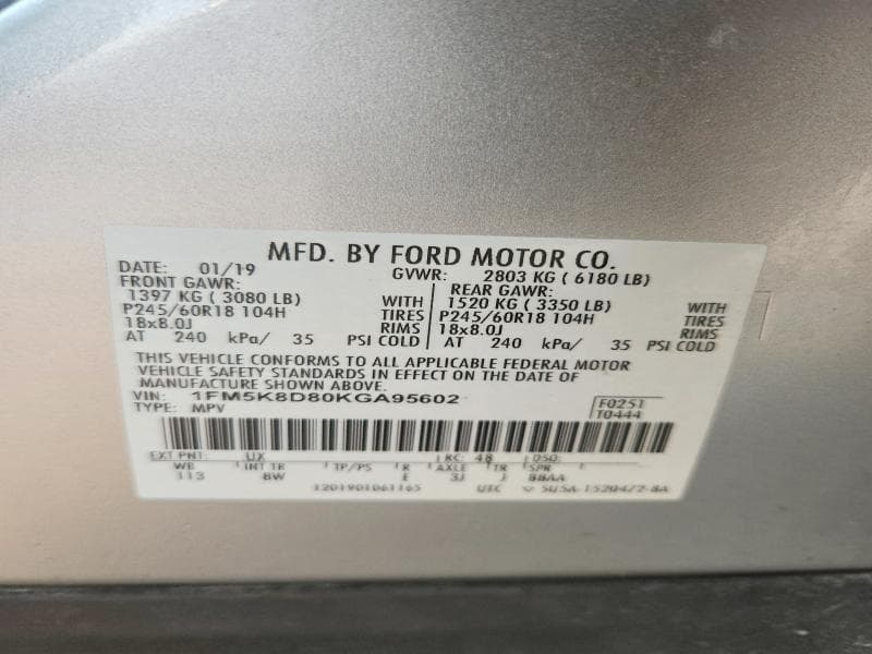 2019 FORD EXPLORER XLT 13