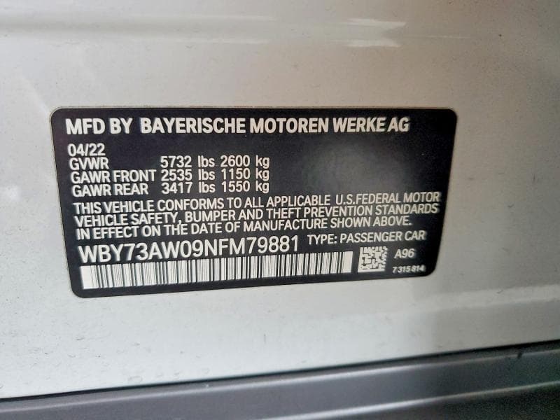 2022 BMW I4 EDRIVE 40 12