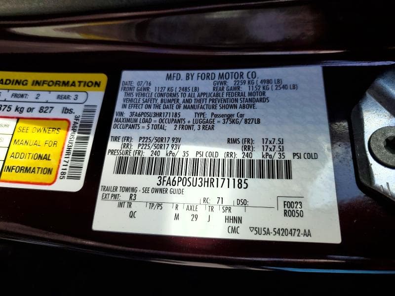2017 FORD FUSION TITANIUM PHEV 12