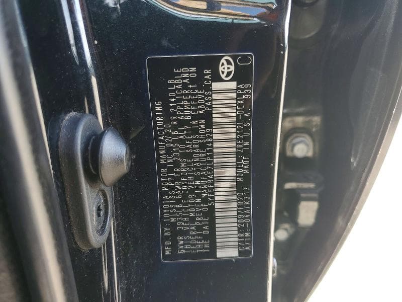 2020 TOYOTA COROLLA LE 12