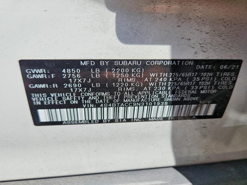 2022 SUBARU OUTBACK PREMIUM 14
