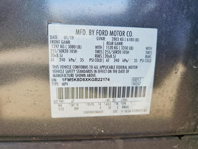 2019 FORD EXPLORER XLT 13