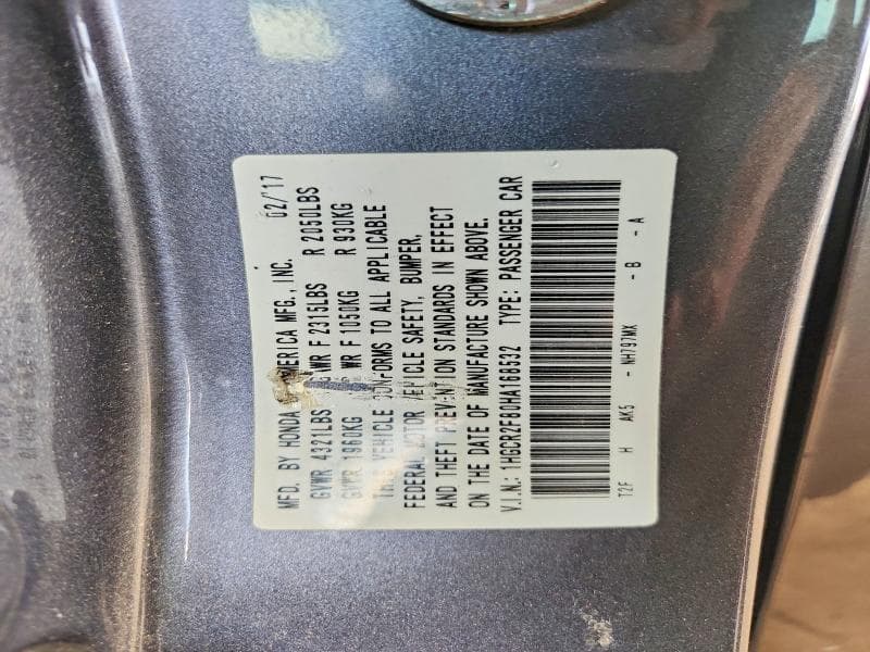 2017 HONDA ACCORD EXL 12
