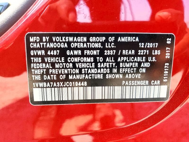 2018 VOLKSWAGEN PASSAT SE 12