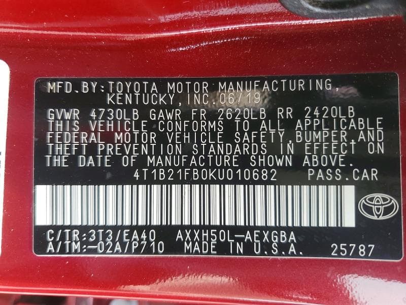 2019 TOYOTA AVALON HYBRID XLE 13