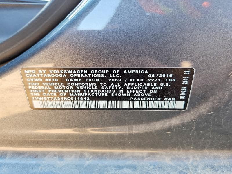 2017 VOLKSWAGEN PASSAT SE 13