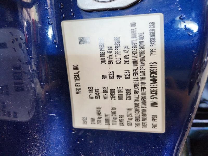 2022 TESLA MODEL 3 13