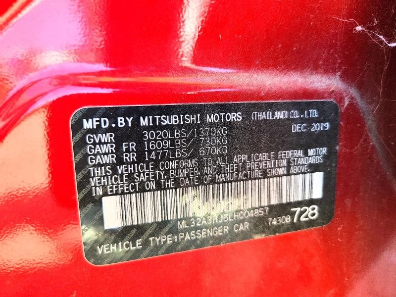 2020 MITSUBISHI MIRAGE ES 13