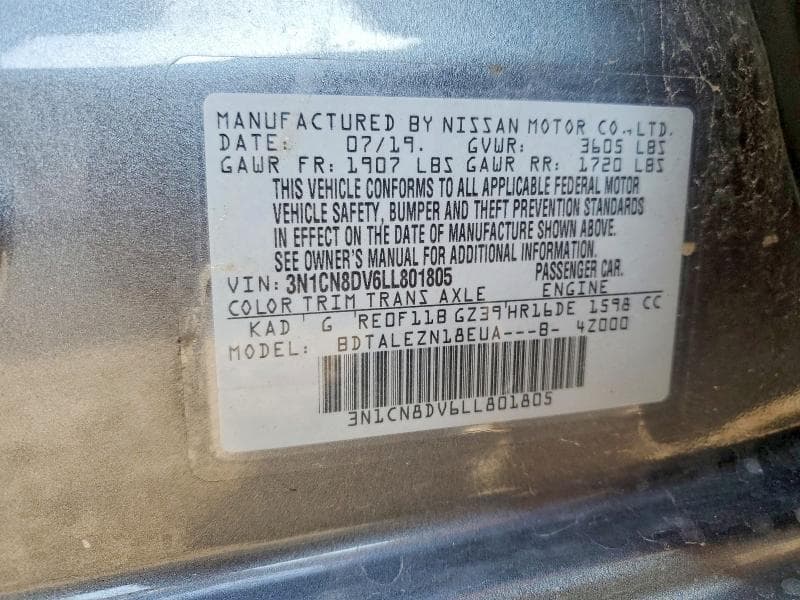 2020 NISSAN VERSA S 12