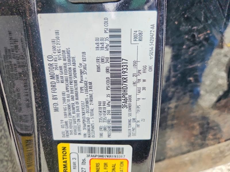 2019 FORD FUSION SE 12
