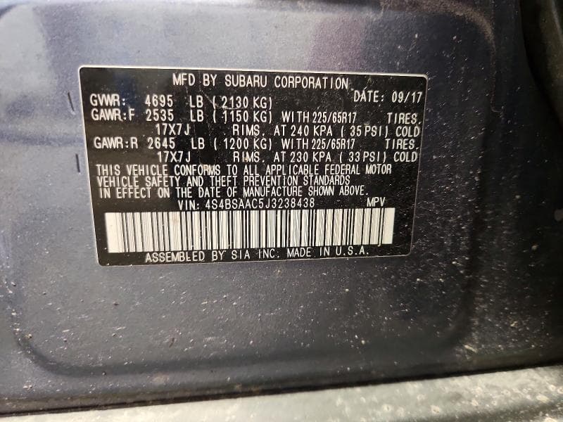 2018 SUBARU OUTBACK 2.5I 13