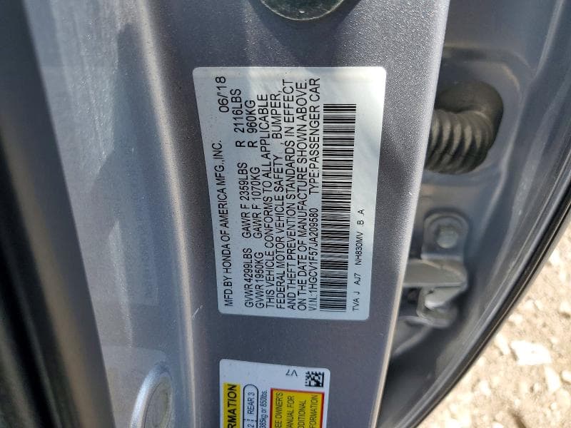 2018 HONDA ACCORD EXL 12