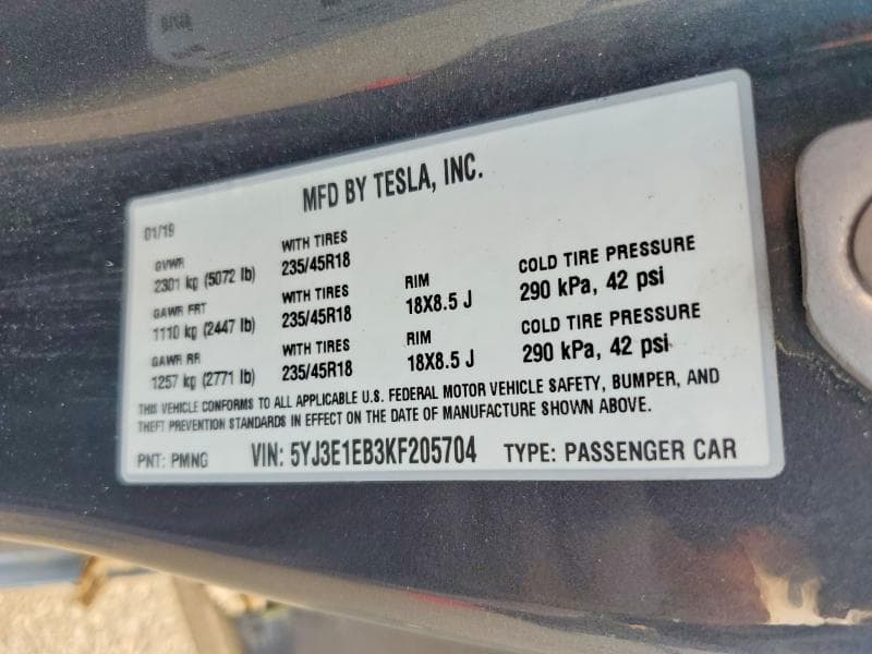 2019 TESLA MODEL 3 12