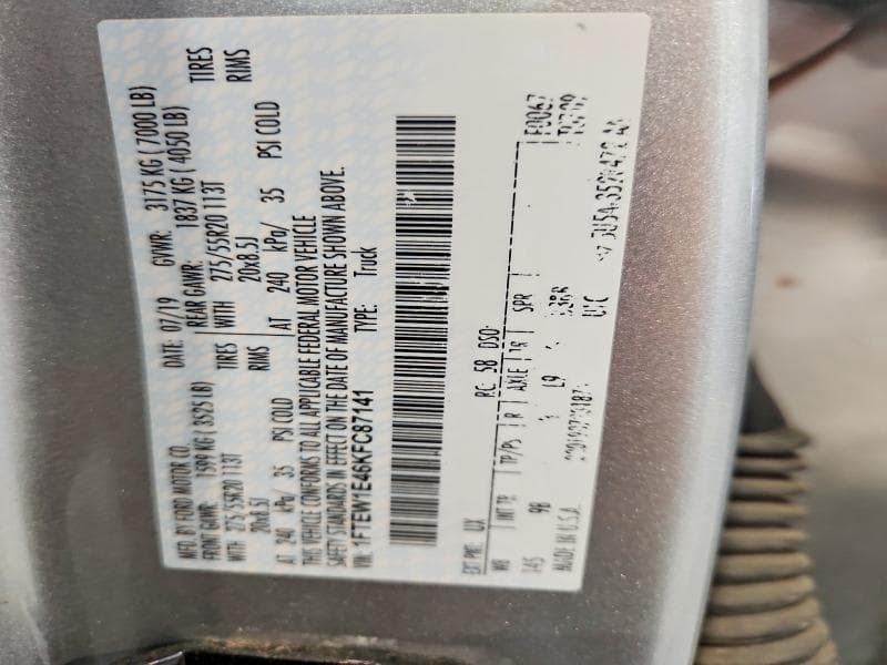 2019 FORD F150 PLATINUM 12