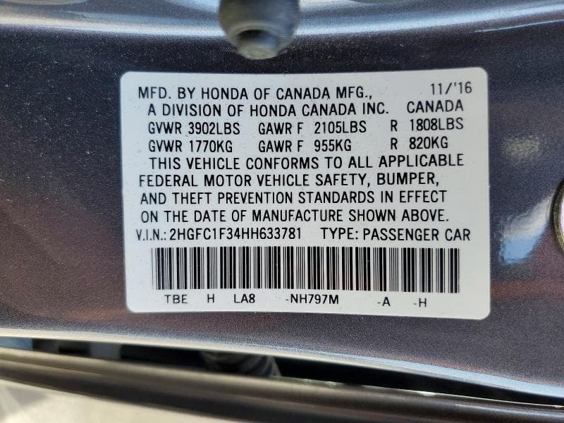 2017 HONDA CIVIC EX 13
