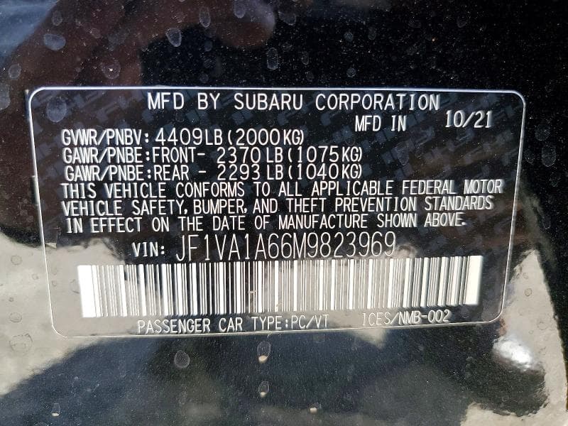 2021 SUBARU WRX 13