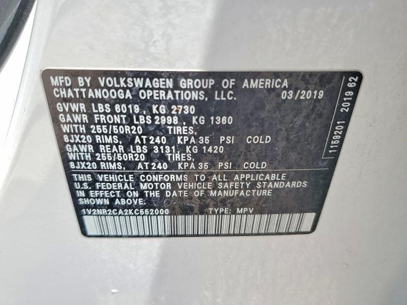 2019 VOLKSWAGEN ATLAS SEL PREMIUM 12