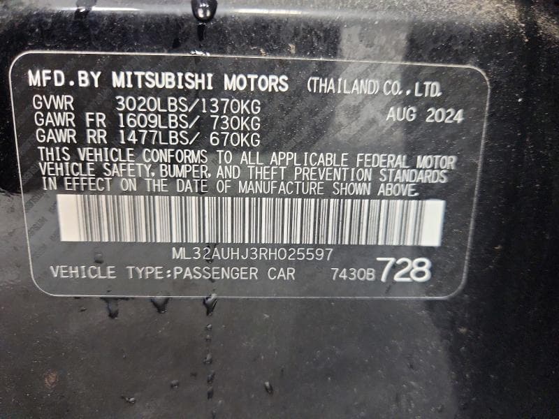 2024 MITSUBISHI MIRAGE ES 12