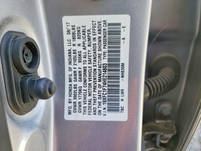 2017 HONDA CIVIC EXL 12