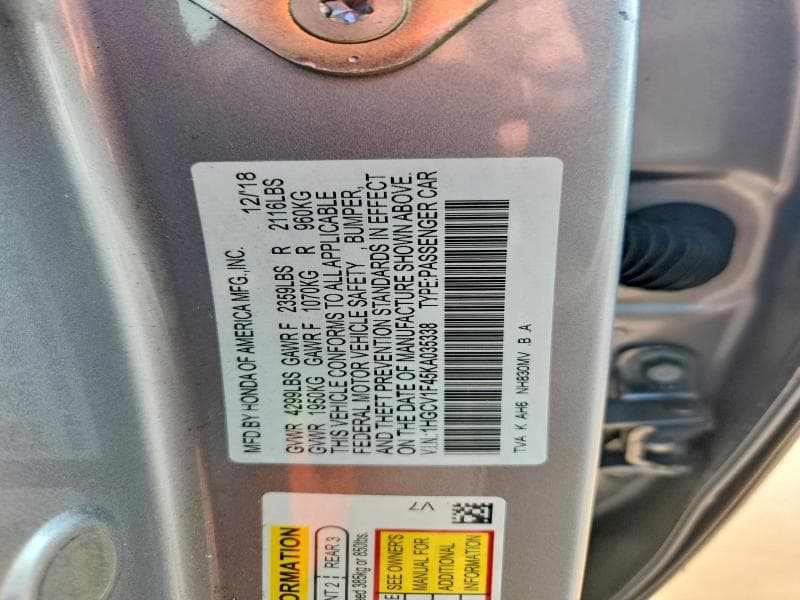 2019 HONDA ACCORD EX 12