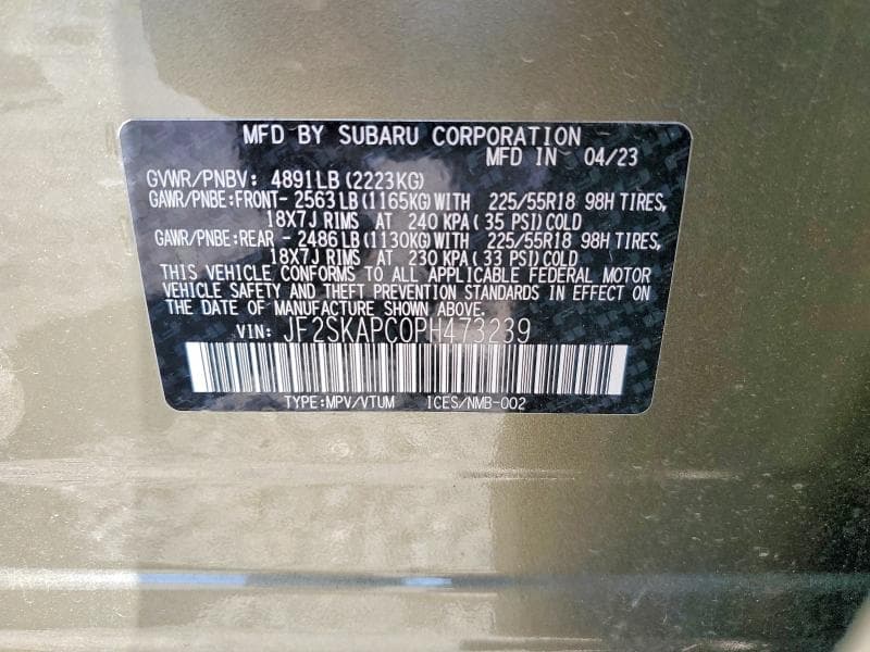 2023 SUBARU FORESTER LIMITED 14