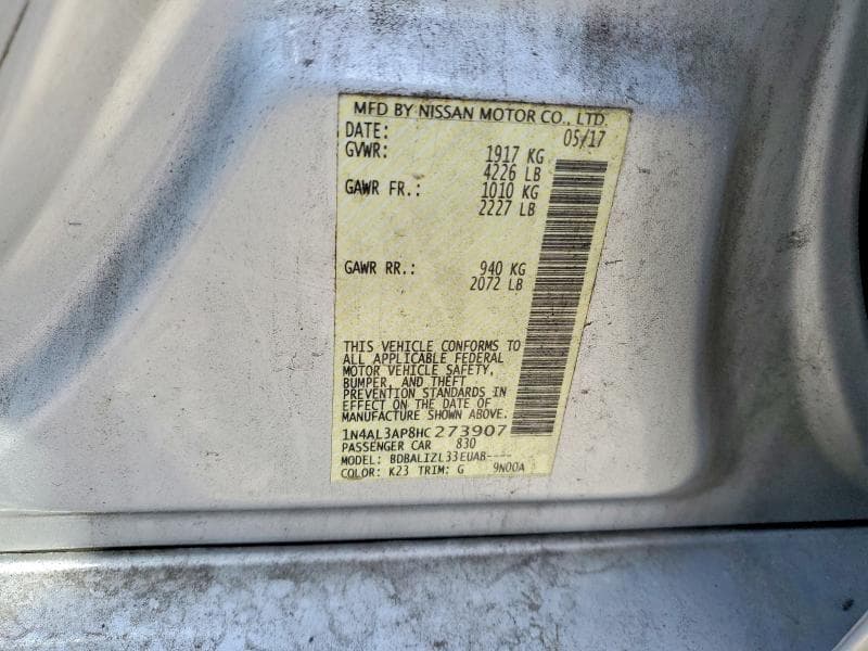 2017 NISSAN ALTIMA 2.5 SV 12