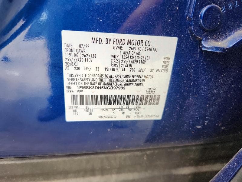 2022 FORD EXPLORER XLT 14