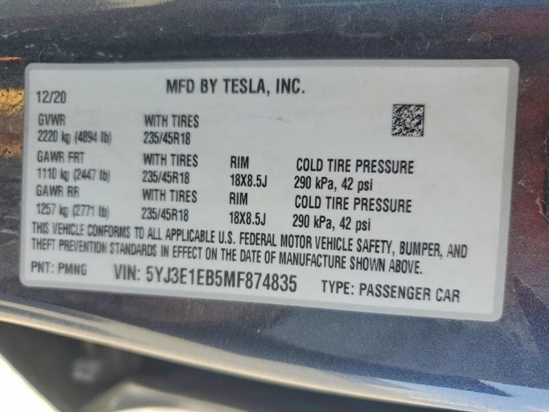 2021 TESLA MODEL 3 13